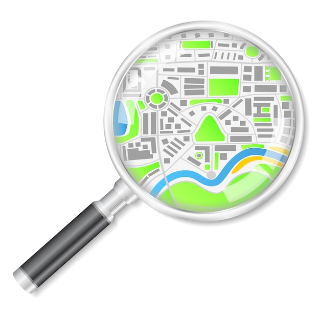 Detailed City Map Revealed Through Magnifying Glass | Jiffy Designs