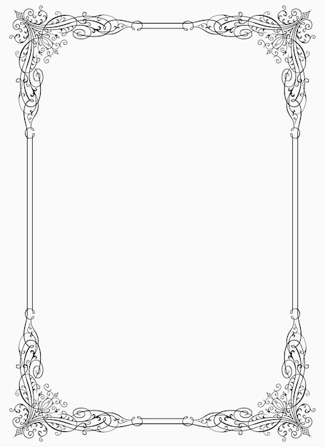 Elegant Floral Frame with Ornate Flourishes and Detailed Linework ...