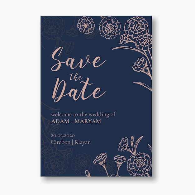 Elegant floral wedding invitation with calligraphic lettering | Jiffy ...