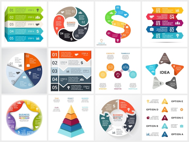 Vibrant Infographic Elements with Geometric Shapes and Icons | Jiffy ...