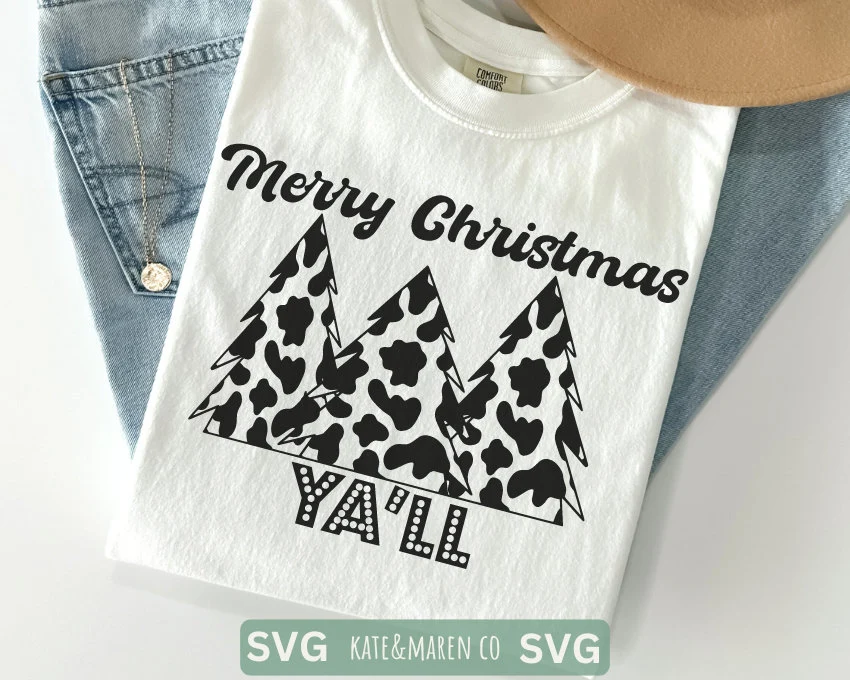 Cow Christmas svg | western svg | cow print svg | christmas tree svg ...