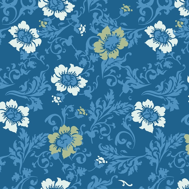 Elegant Floral Tapestry in Soothing Shades of Blue | Jiffy Designs