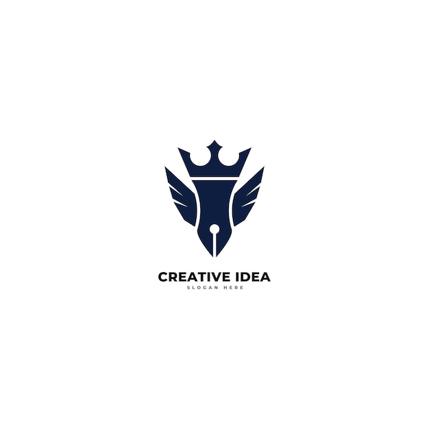Majestic Crown Emblem with Elegant Winged Design | Jiffy Designs