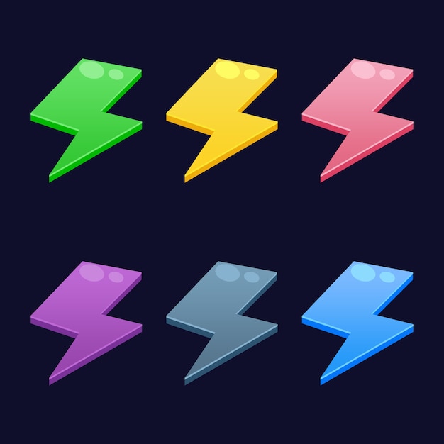Vibrant Lightning Bolt Icon Collection for Versatile Design | Jiffy Designs