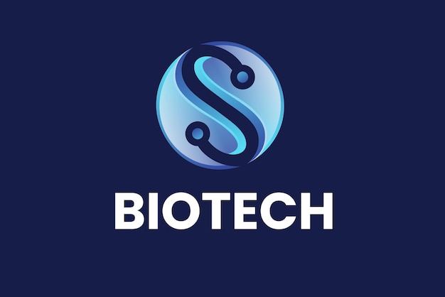 Sleek and Futuristic Biotech Logo in Shades of Blue | Jiffy Designs