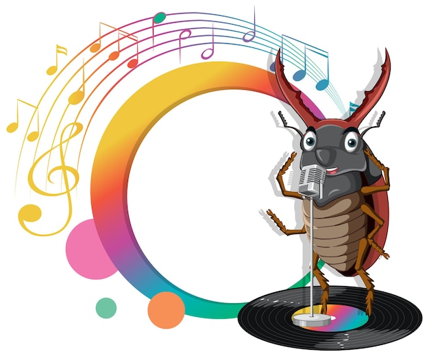 Vibrant Musical Beetle Performing on a Vinyl Record | Jiffy Designs