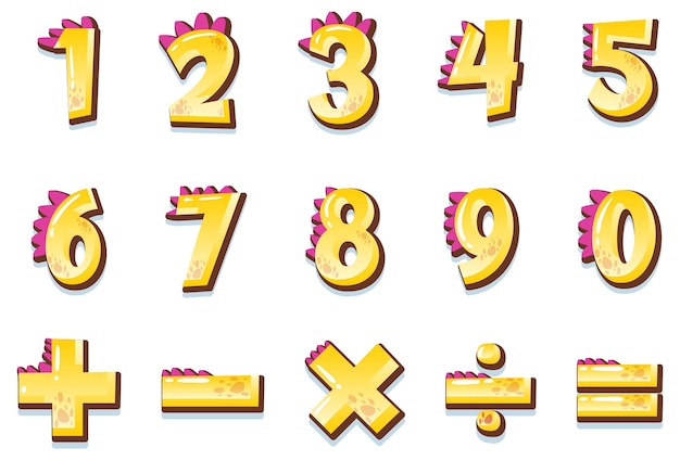 Vibrant Dinosaur-Themed Numerical and Mathematical Symbols Collection ...