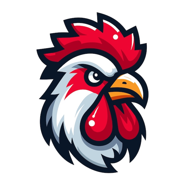 Vibrant Rooster Head with Striking Features | Jiffy Designs