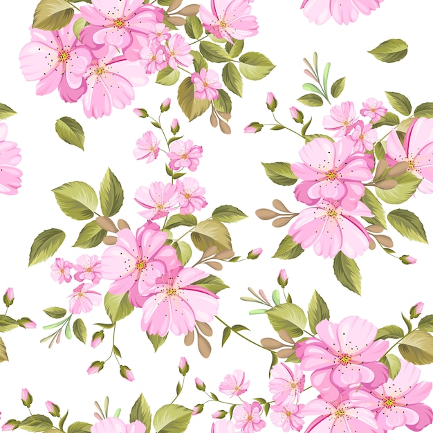 Pink Floral Pattern with Delicate Blooms and Green Leaves | Jiffy Designs