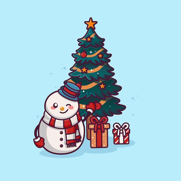 Cheerful Snowman and Festive Christmas Tree with Gifts | Jiffy Designs