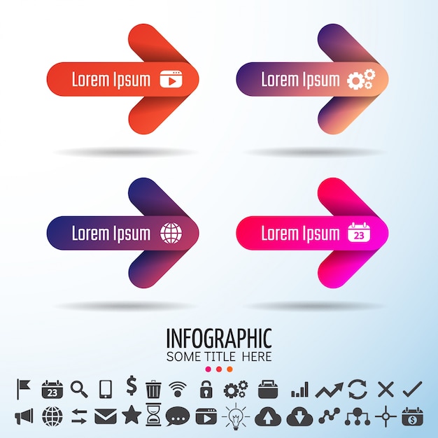 Vibrant Arrow Infographic Elements with Diverse Icons | Jiffy Designs