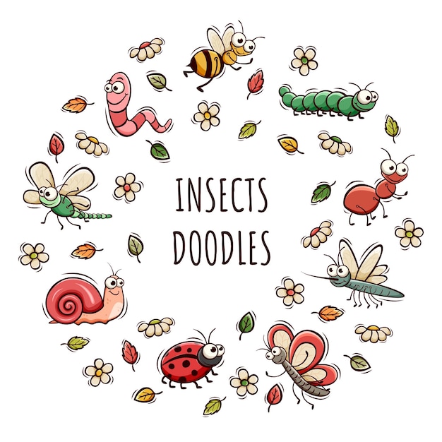 Whimsical Insects and Flowers in Vibrant Doodle Art | Jiffy Designs