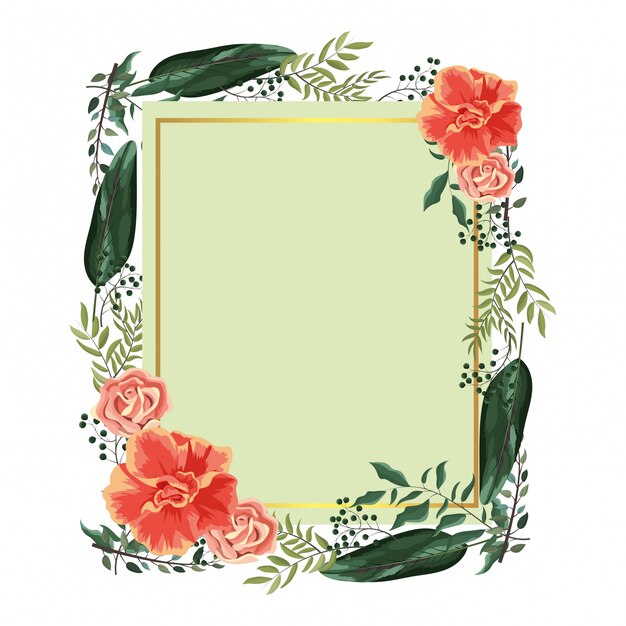 Floral Frame with Coral Blooms and Tropical Leaves | Jiffy Designs