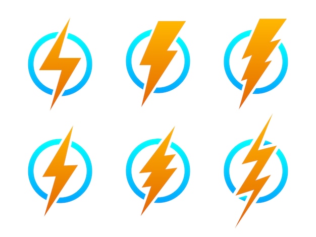 Vibrant Lightning Bolt Symbols in Circular Designs | Jiffy Designs