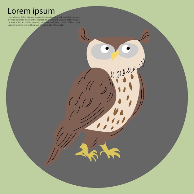 Stylized Owl Illustration with Circular Frame and Lorem Ipsum Text ...