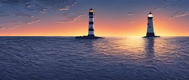 Majestic Lighthouses Guiding the Way at Sunset | Jiffy Designs