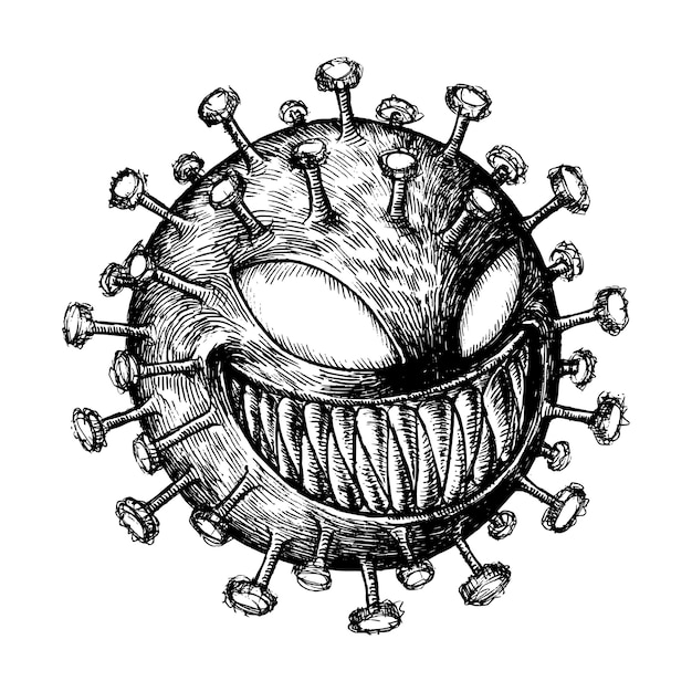 Menacing Viral Pathogen: A Striking Monochrome Illustration | Jiffy Designs