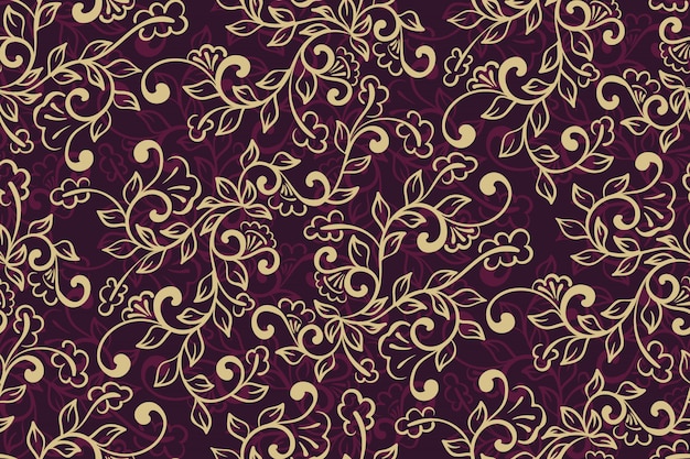 Elegant Floral Flourishes on Regal Purple Backdrop | Jiffy Designs