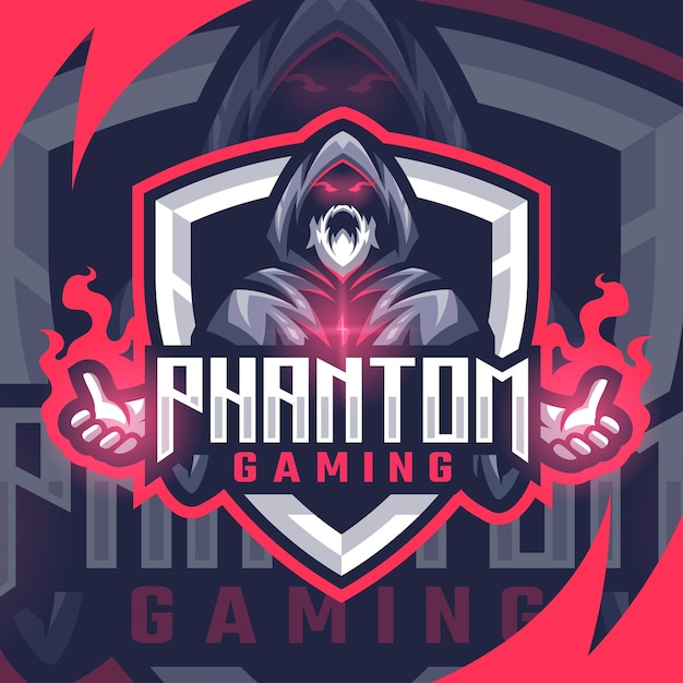 Menacing Phantom Wielding Fiery Claws in Gaming Emblem | Jiffy Designs