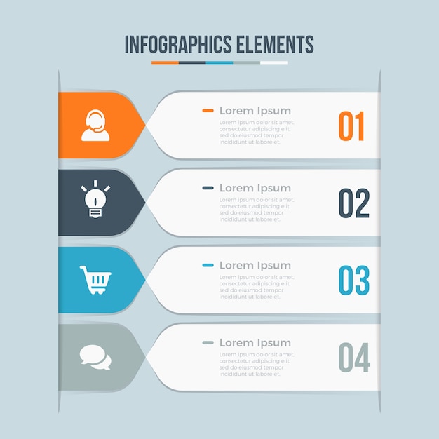Infographic Elements with Numbered Banners and Icons | Jiffy Designs