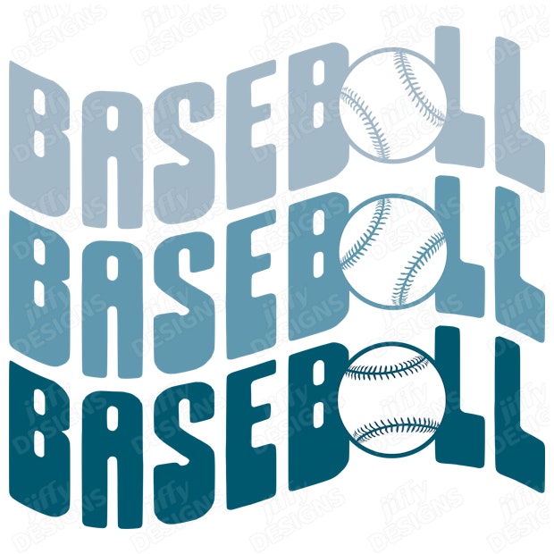 'Baseball' Repeated in Gradient Blue with Stylized Baseballs | Jiffy ...