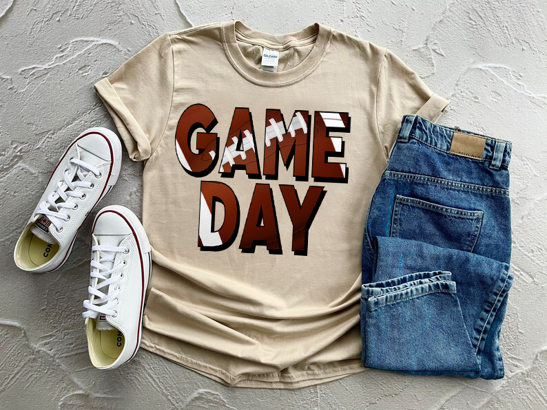 'Game Day' Bold Lettering with Football Lace Accents | Jiffy Designs