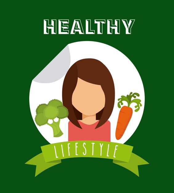 Healthy Lifestyle Illustration with Vegetables and Woman Avatar | Jiffy ...