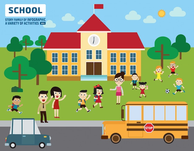 Vibrant School Scene with Playful Students and Colorful Campus | Jiffy ...