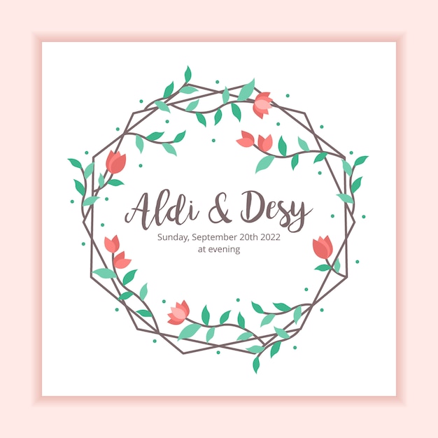 Elegant Floral Wreath with Couple's Names | Jiffy Designs