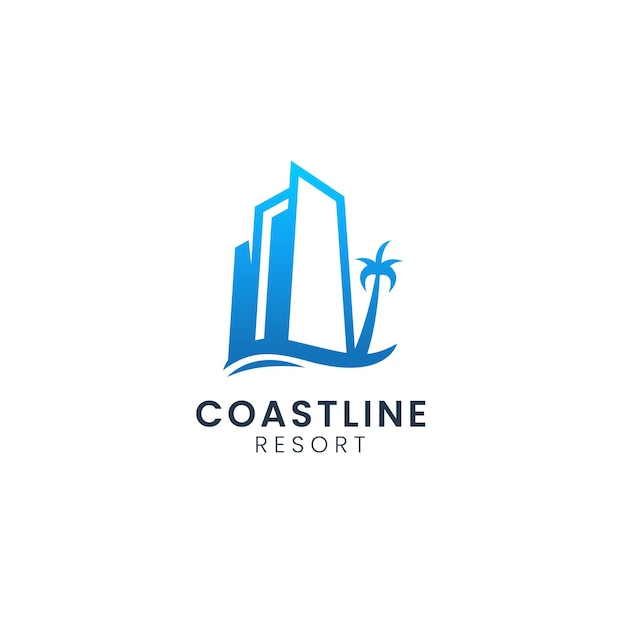 Serene Seaside Skyline: Coastline Resort's Iconic Logo | Jiffy Designs