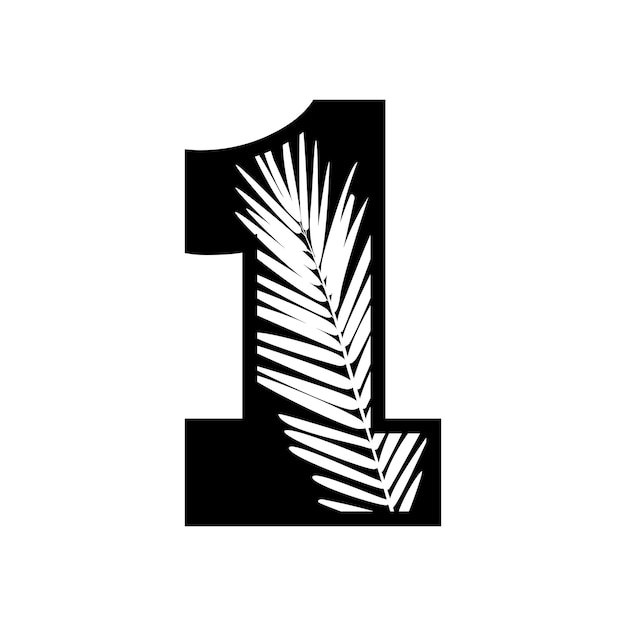 Stylized Black Number One with White Palm Leaf Design | Jiffy Designs