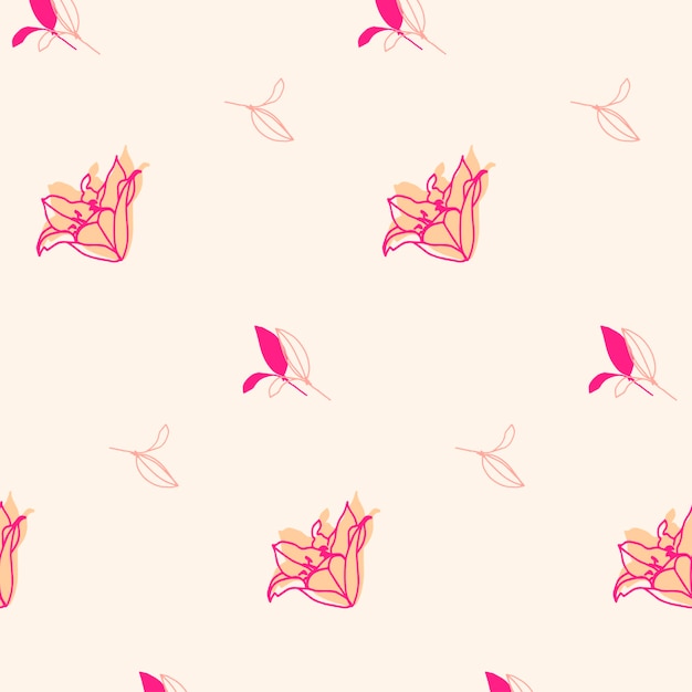 Vibrant Floral Pattern with Pink Lilies and Butterflies | Jiffy Designs