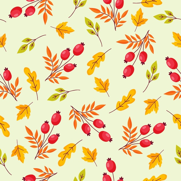 Vibrant Autumn Foliage and Berries Pattern | Jiffy Designs