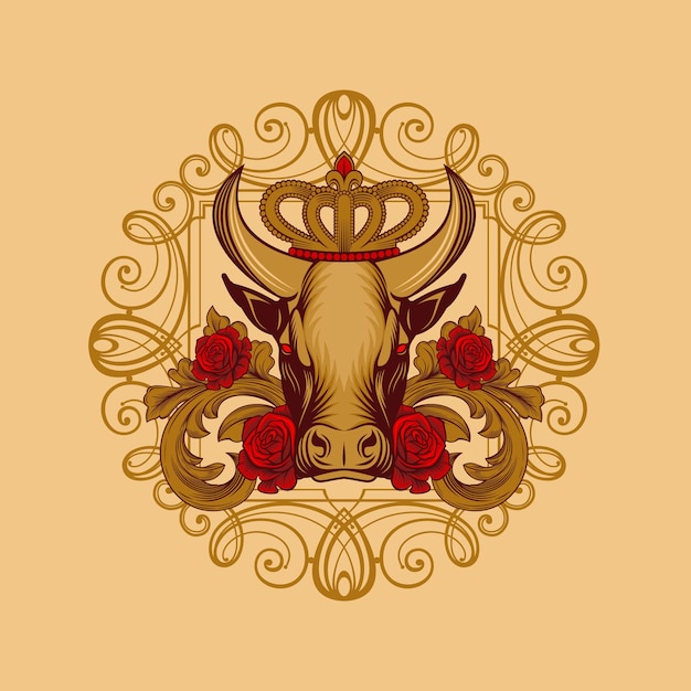 Majestic Floral Crown with Regal Stag Silhouette | Jiffy Designs
