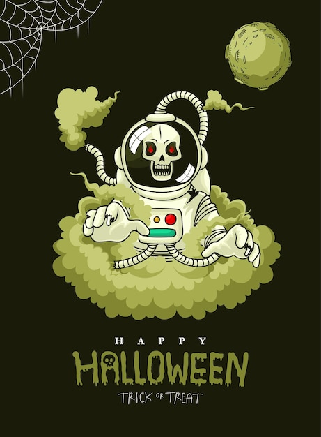 Spooky Astronaut Skeleton Celebrates Halloween in Cosmic Fog | Jiffy ...