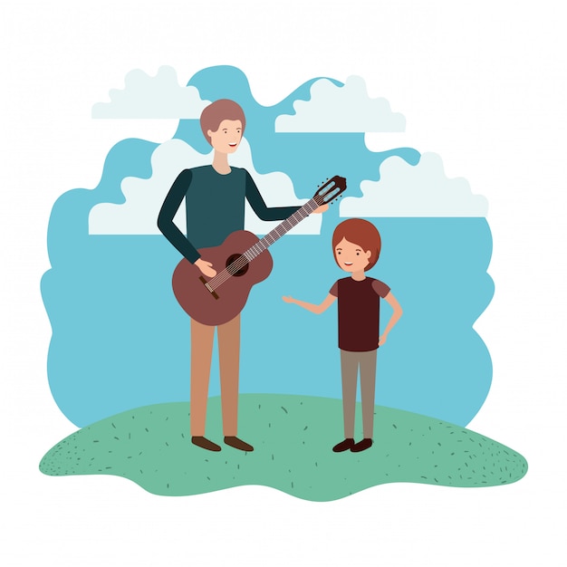 Musician Entertains Young Listener in Scenic Outdoor Setting | Jiffy ...