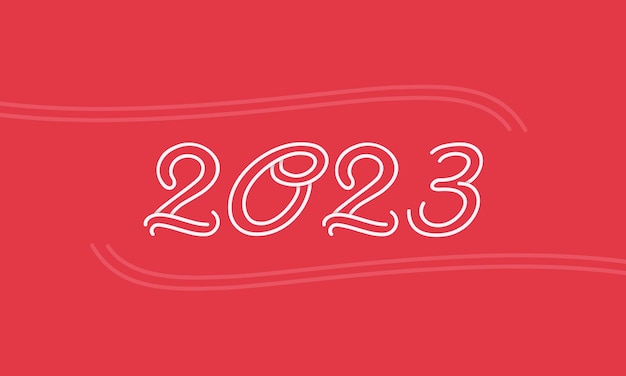 Vibrant Red New Year 2023 with Flowing Cursive Lines | Jiffy Designs