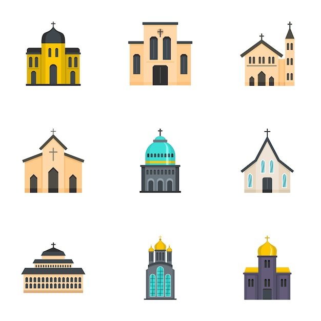 Diverse Collection of Architectural Church Buildings in Vibrant Colors ...