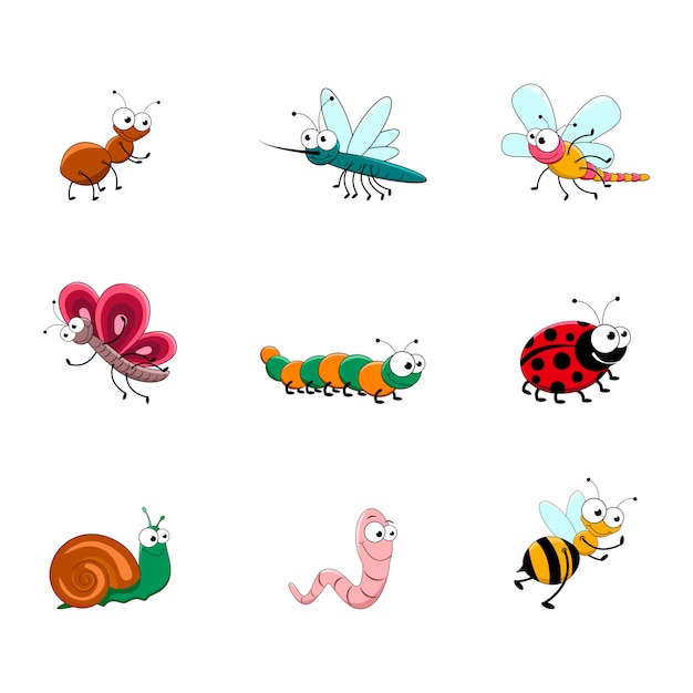 Charming Cartoon Insects and Critters Vibrant Whimsical Illustrations ...