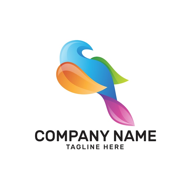 Vibrant Abstract Bird Logo with Company Name and Tagline | Jiffy Designs