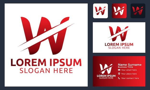 Bold Red 'W' Symbol with Swooping Accent Design | Jiffy Designs