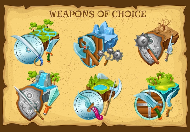 Diverse Collection of Fantastical Weapon Icons for Games and Designs ...