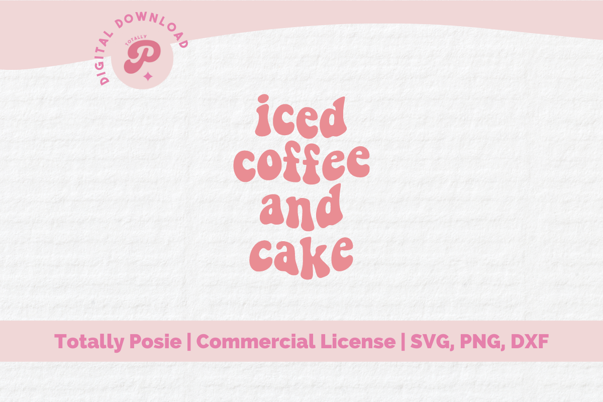 'Iced Coffee and Cake' Playful Pink Lettering with Retro Bubble ...