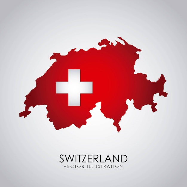 Switzerland Map with Swiss Flag in Bold Red Color | Jiffy Designs
