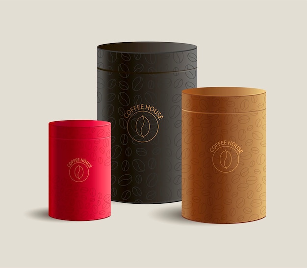 Elegant Trio of Cylindrical Containers with Embossed Logos | Jiffy Designs