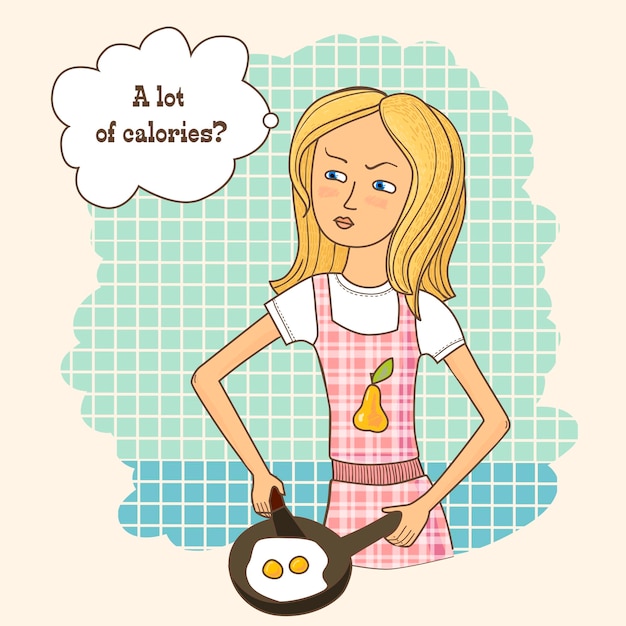 CalorieConscious Blonde Contemplates Breakfast Options Jiffy Designs