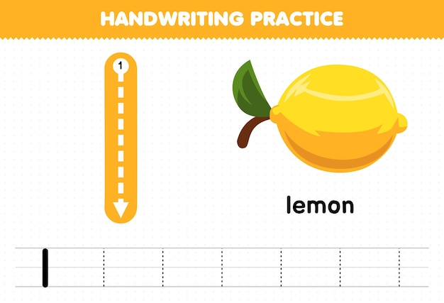 Vibrant Lemon Illustration for Handwriting Practice | Jiffy Designs