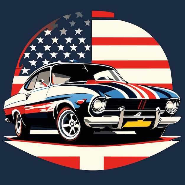 Patriotic American Muscle Car: Bold, Retro-Inspired Design | Jiffy Designs