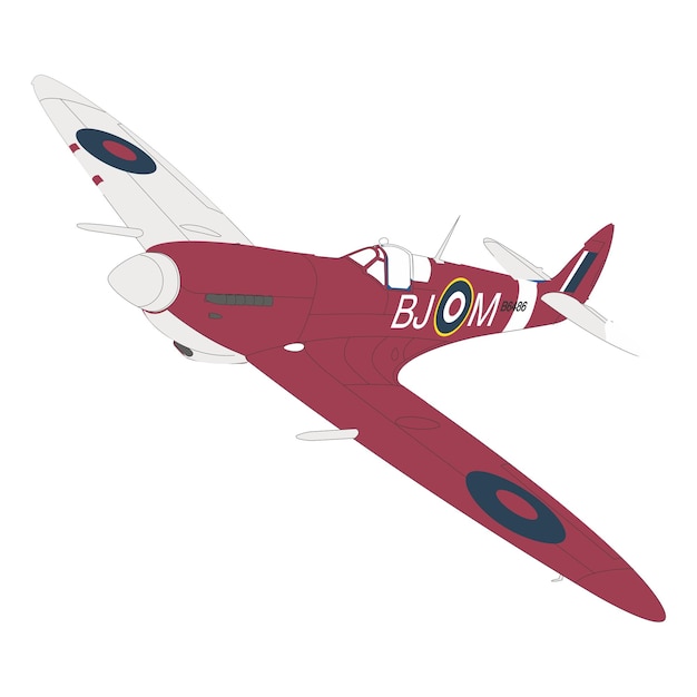 Vintage British Fighter Plane in Striking Red Design | Jiffy Designs