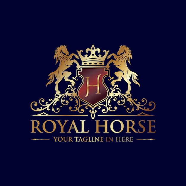 Majestic golden crest with regal lions and royal crown | Jiffy Designs